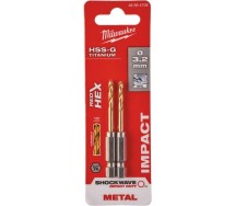 Metallipuur 3.2mm 2tk 1/4" löögikindel shockwave hss-g tin Milwaukee