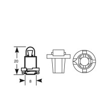 24V 1,2W Sokkel B8,0d KOLLANE