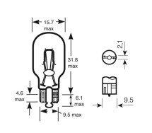 12V 10W Sokkel T15 / W16W