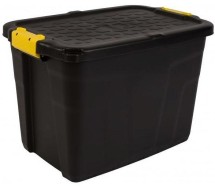 Kaanega hoiukast. virnastatav. plastik. 60L must 40x40x60cm wst