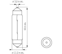 12V 10W Sokkel SV8,5 11x44mm