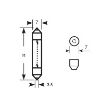 12V 5W Sokkel SV7 7x31mm