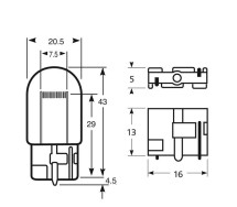 12V 21W Sokkel T20 / W21W