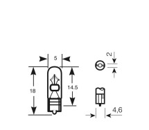 12V 1,2W Sokkel T5 PUNANE