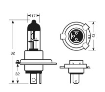 H4 12V 55/60W Sokkel P43t