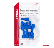 Juhtmeotsik lapik sinine 6.6mm 0,75-2,5mm2 15A kaetud 10tk