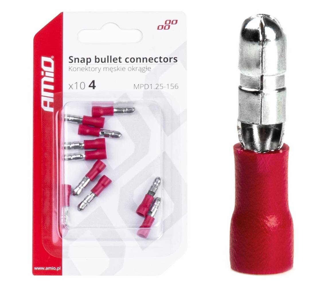 Juhtmeotsik torutüüpi punane 4mm 0.5-1.5mm2 10A isane 10tk