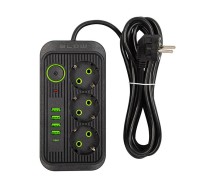 Удлинитель квадратный 4xUSB 1xUSB-C 3м черный 2x1мм Blow