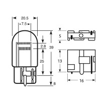 12V 21/5W T20 2tk