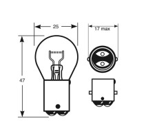 12V 21W BA15d 2 KONTAKTIGA