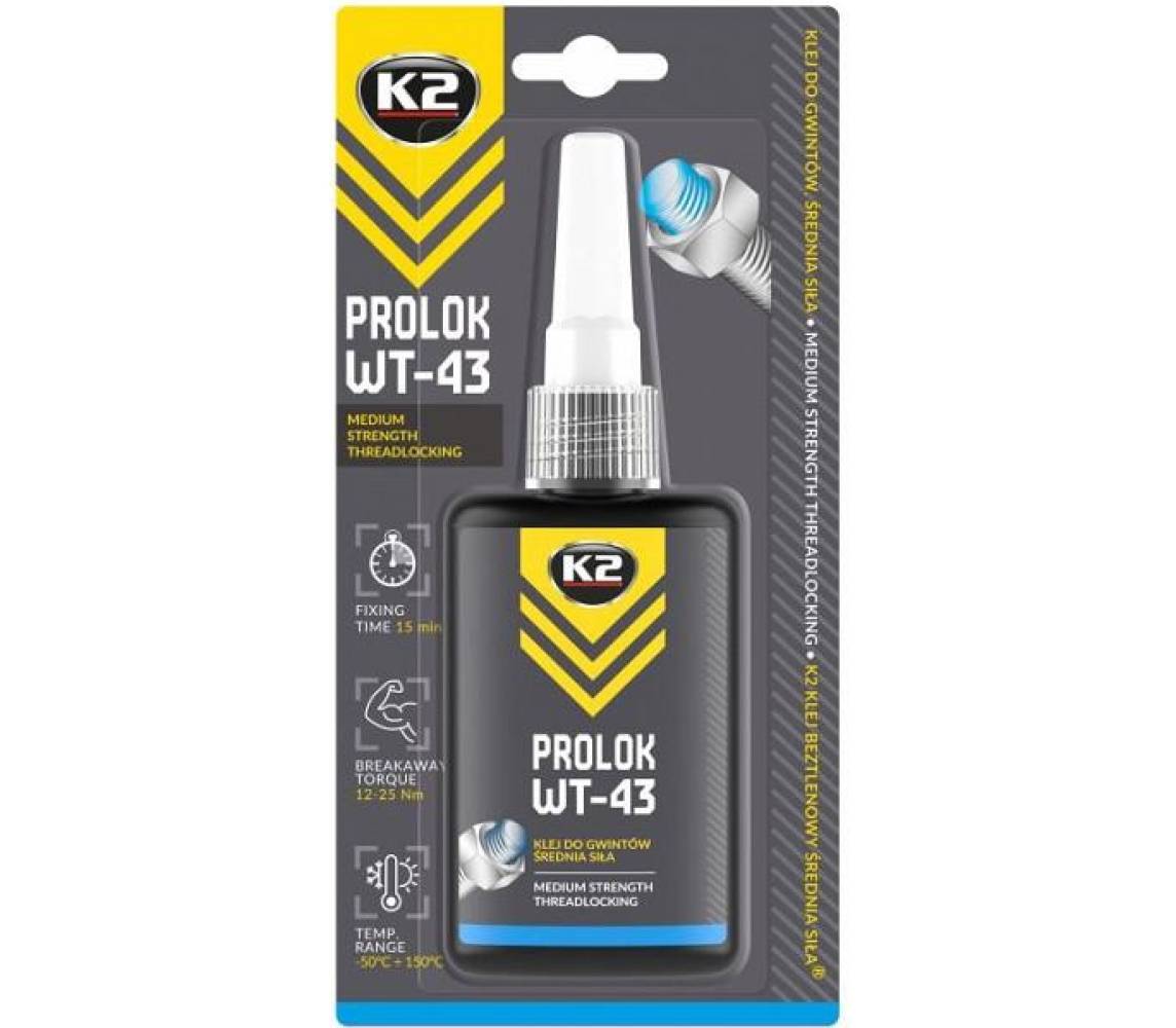 K2 PROLOK WT‑43 фиксатор резьбы, средняя прочность, синий, 50 мл