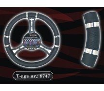 Чехол на руль ЧЕРНЫЙ хромированные полосы Automax
