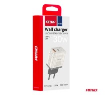 Seinalaadija Quick Charge GaN 30W USB-A + USB-C Amio