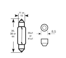12V 10W S8,5d 11x 38мм