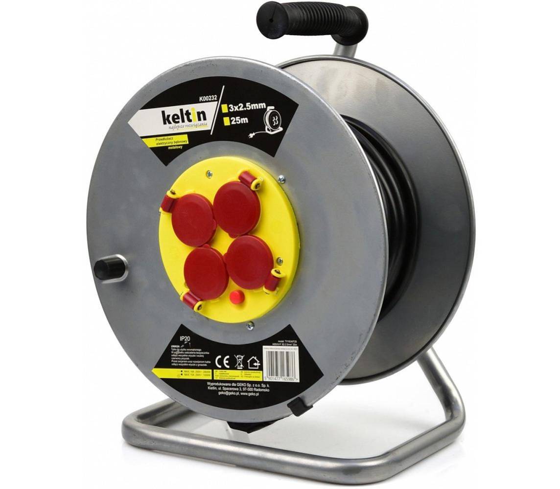 Poolil pikendusjuhe metall/plast 25m 3x2.5mm2 keltin