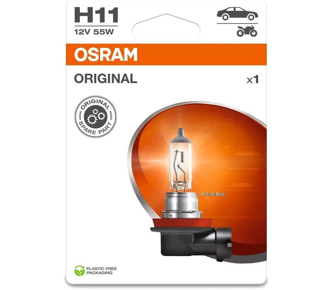 12v H11 pirn 55w pgj19-2 original blister 1tk Osram