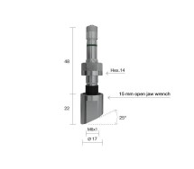 Tpms ventiil wonder 1314 veoauto valuveljele 9.7mm. l=70mm. nurk 25