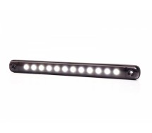 Küljetuli LED pikk valge tumeda klaasiga 238x20mm 12/24v