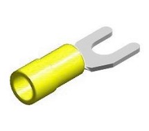 Juhtmeotsik hark/kahvel kollane ø6.5mm blister 5tk m+