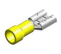 Juhtmeotsik lapik "ema" kollane 6.3x0.8mm blister 5tk m+