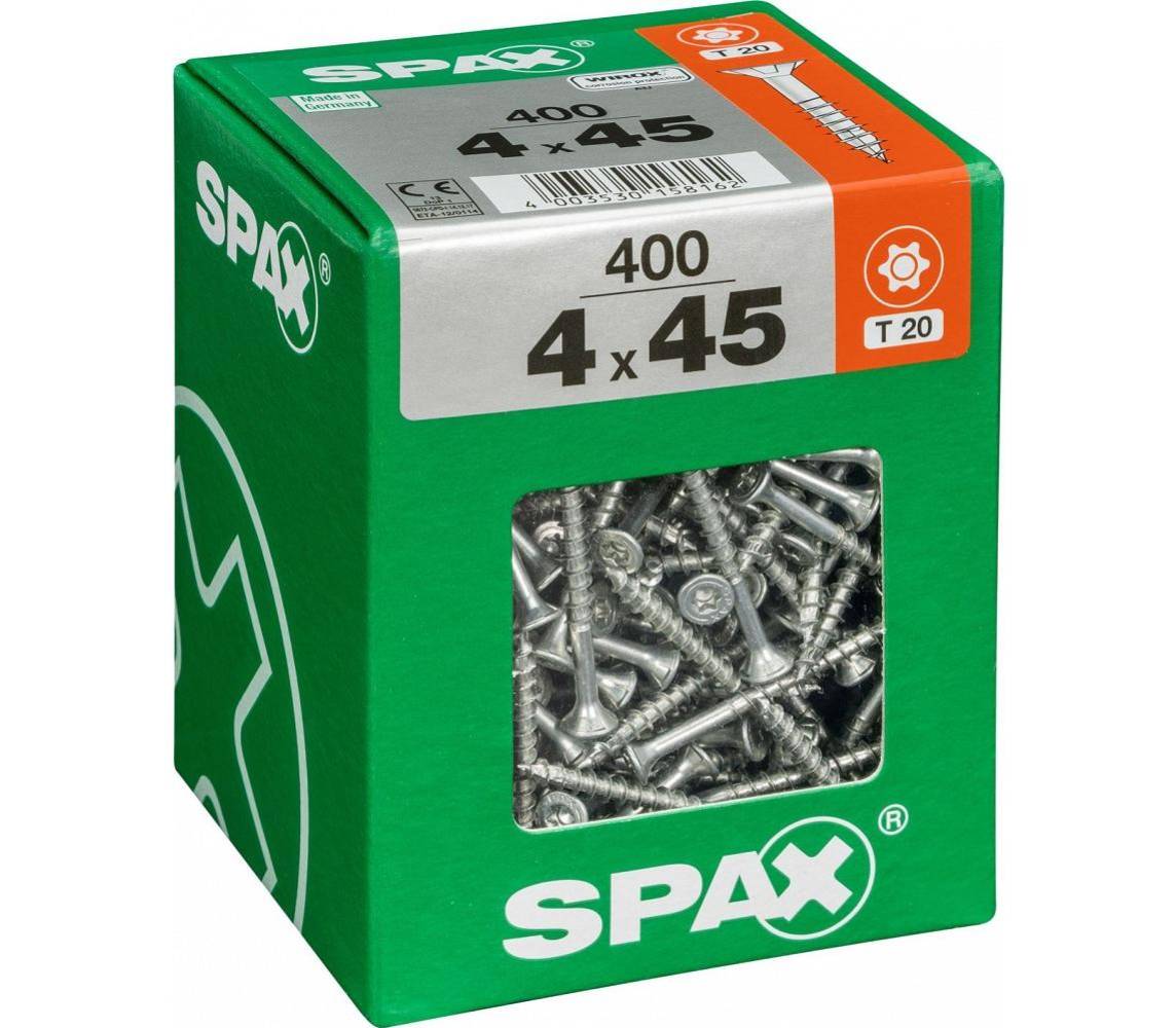 Spax t-star plus wirox üldkruvi tsingitud väliskasutus t20 4x45 xxl 400tk
