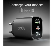 Laadija USB-c pd 30w + USB-a 18w sbs