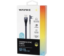 Laadimisjuhe põimitud USB - USB-c 90° 100cm Wayme