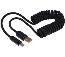 Laadimisjuhe põimitud spiraal USB - USB-c max 100w. 50-180cm Wayme