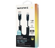 Laadimisjuhe põimitud spiraal USB - USB-c max 100w. 50-180cm Wayme