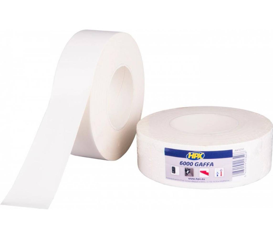 Kangast pe-kattega stuudioteip kaablite jm fikseerimsieks 6000 38mmx50m valge HPX