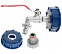 Ibc adapter s60*6 + 1/2" kraan. 3/4" väliskeermega Geko