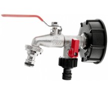 Ibc adapter s60*6 + 1/2" kraan kahele. 3/4" väliskeermega Geko