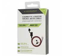 Sigaretisüütaja pesa pikendusjuhe 100cm 15a. 8.4mm klemm 12/24v Carmotion