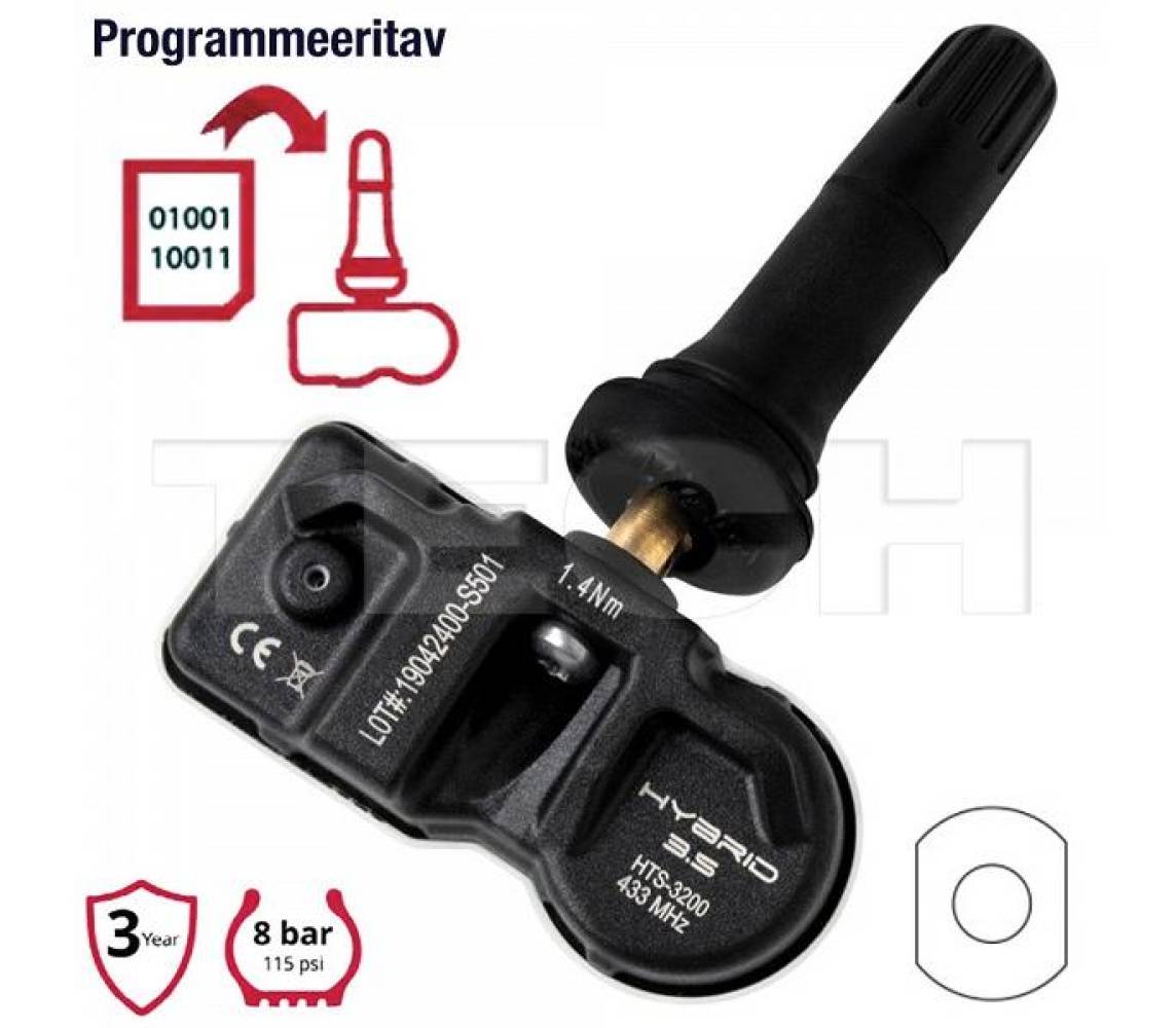 Tech t-pro hybrid 3.5 tpms andur kummiventiiliga 434 mhz. kruvi 1.4nm