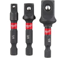 3-os. adapterite komplekt 1/4" kuuskant -> 1/4"-3/8"-1/2" nelikant löök Milwaukee