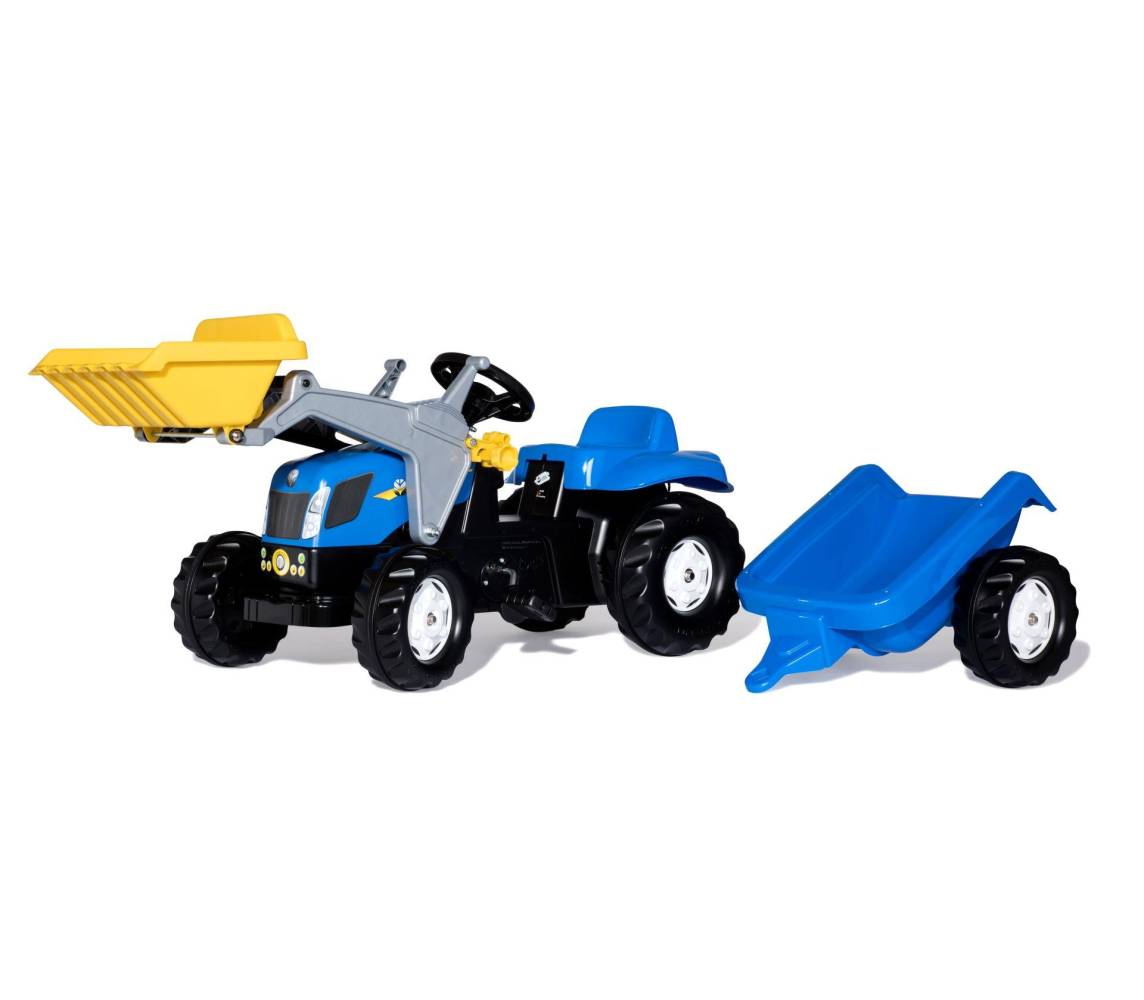 Педальный трактор New Holland с ковшом и прицепом