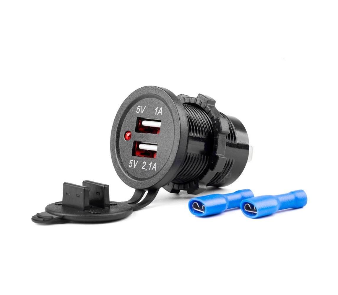 Niiskuskindel kiirlaadija 2x USB, 12-24V