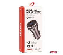 USB зарядное устройство 12В / 24В, вольтметр, 38Вт