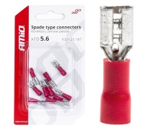 Разъемы штекерные изолированные (мама) 10 шт., 5,6mm 0.5-1.5mm2, красный