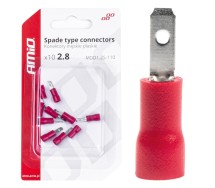 Разъемы штекерные изолированные (папа) 10шт., 3,8mm 0.5-1.5mm2, красный