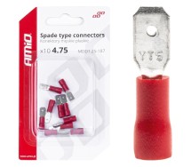 Разъемы штекерные изолированные (папа) 10 шт., 5,6mm 0.5-1.5mm2, красный